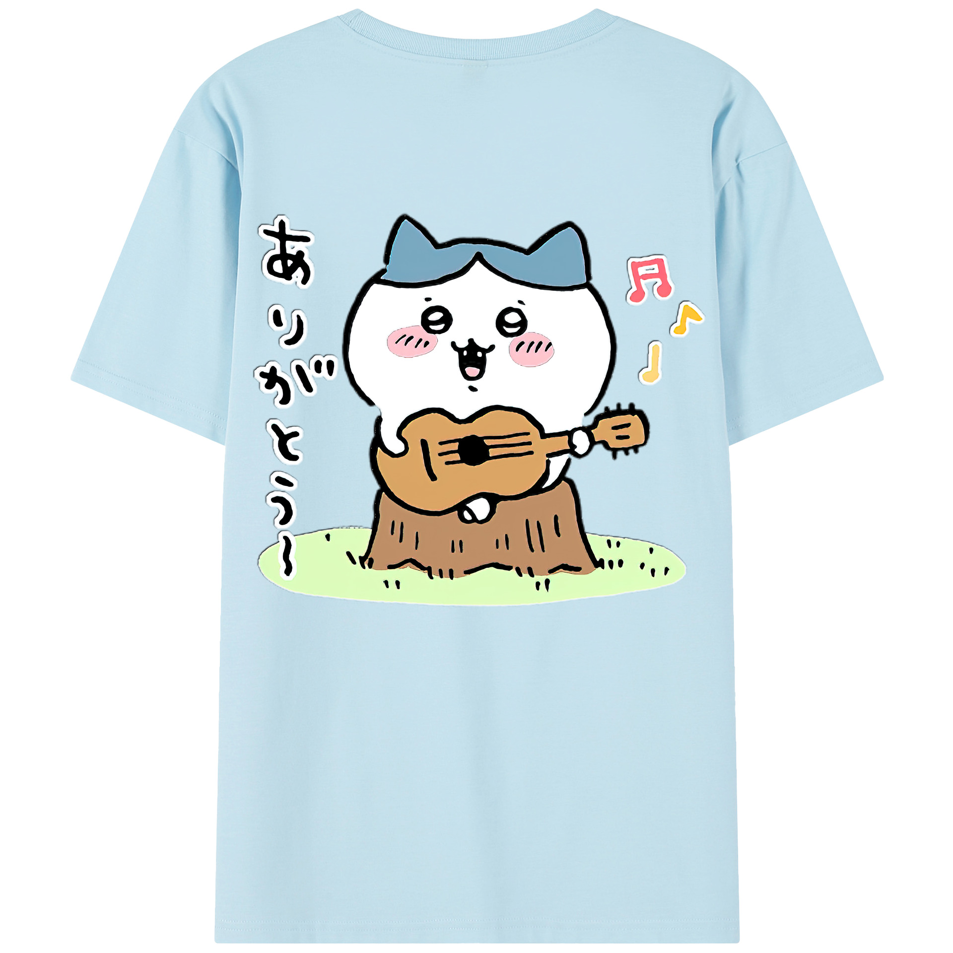 （画像用） ちいかわ ハチワレ Chii-kawa hachiware 綿100％半袖Tシャツ（背面プリント）